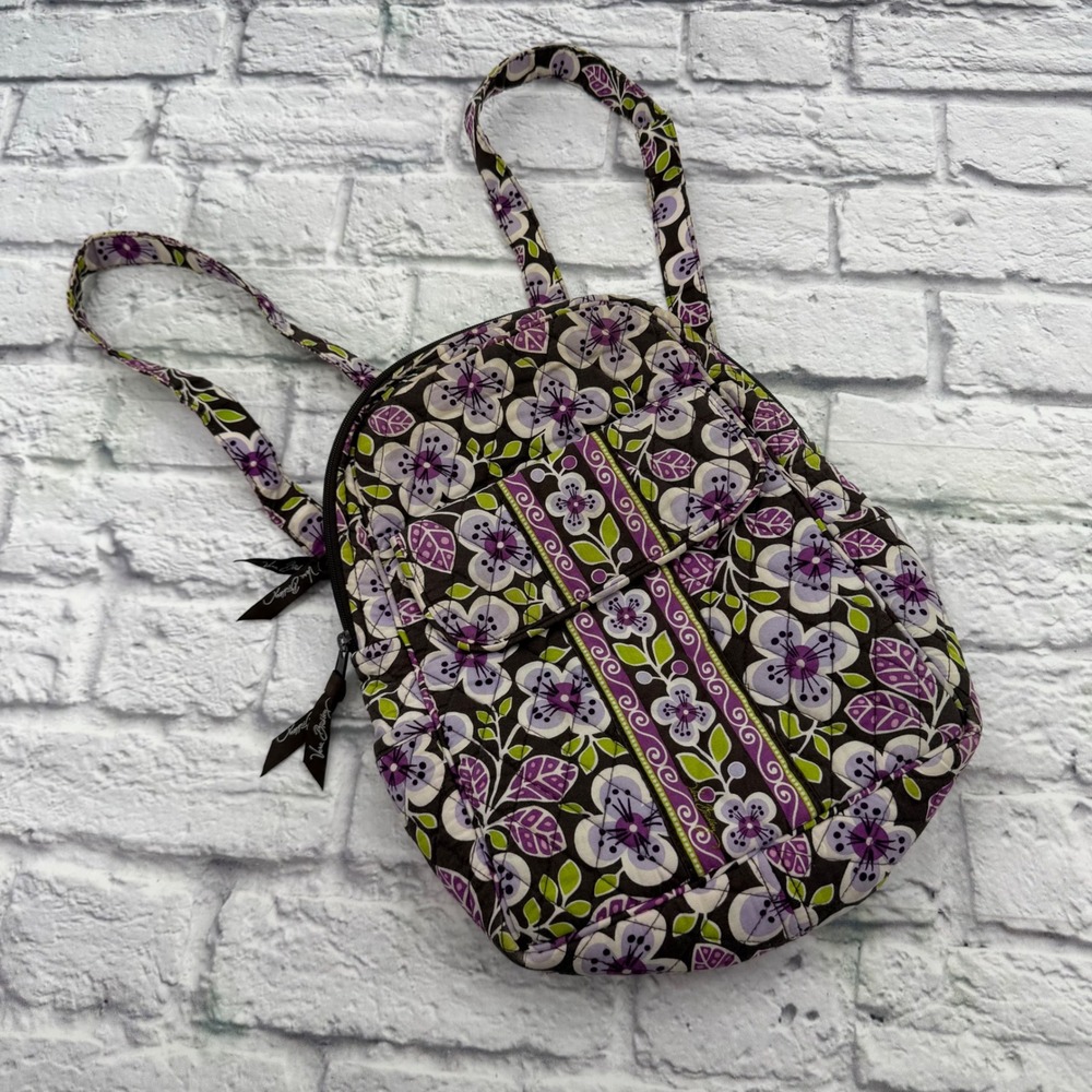 Vera Bradley Mini Backpack Plum Petals Purple Floral Quilted Cotton Bag